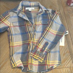 Old Navy Blue and Yellow Button Down Shirt Classic Plaid